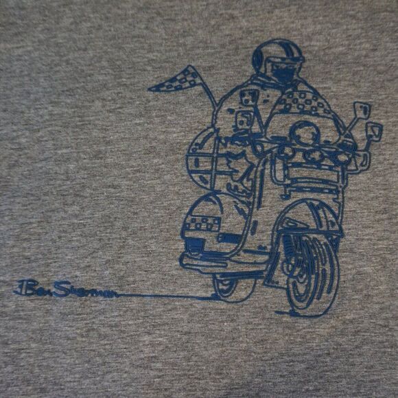 Ben Sherman T Shirt Mens XL Gray Graphic Motorcycle Print Short Sleeve - Picture 2 of 7